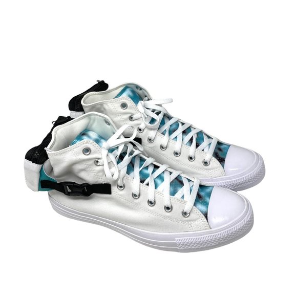 Converse Sneaker Men's Size 170829C CTAS BUCKLE UP High White Harbor Teal Canvas - Picture 2 of 9